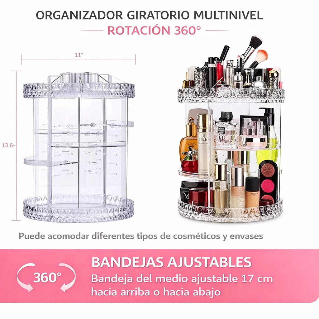 Adiós al desorden. Todo tu maquillaje visible al instante.